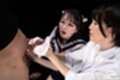 Tutor and student kneeling teasing cock with panties